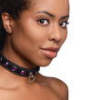 Load image into Gallery viewer, Fierce Vixen Leather Choker with Rhinestones