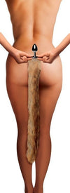 Brown Extra Long Mink Tail with Metal Anal Plug